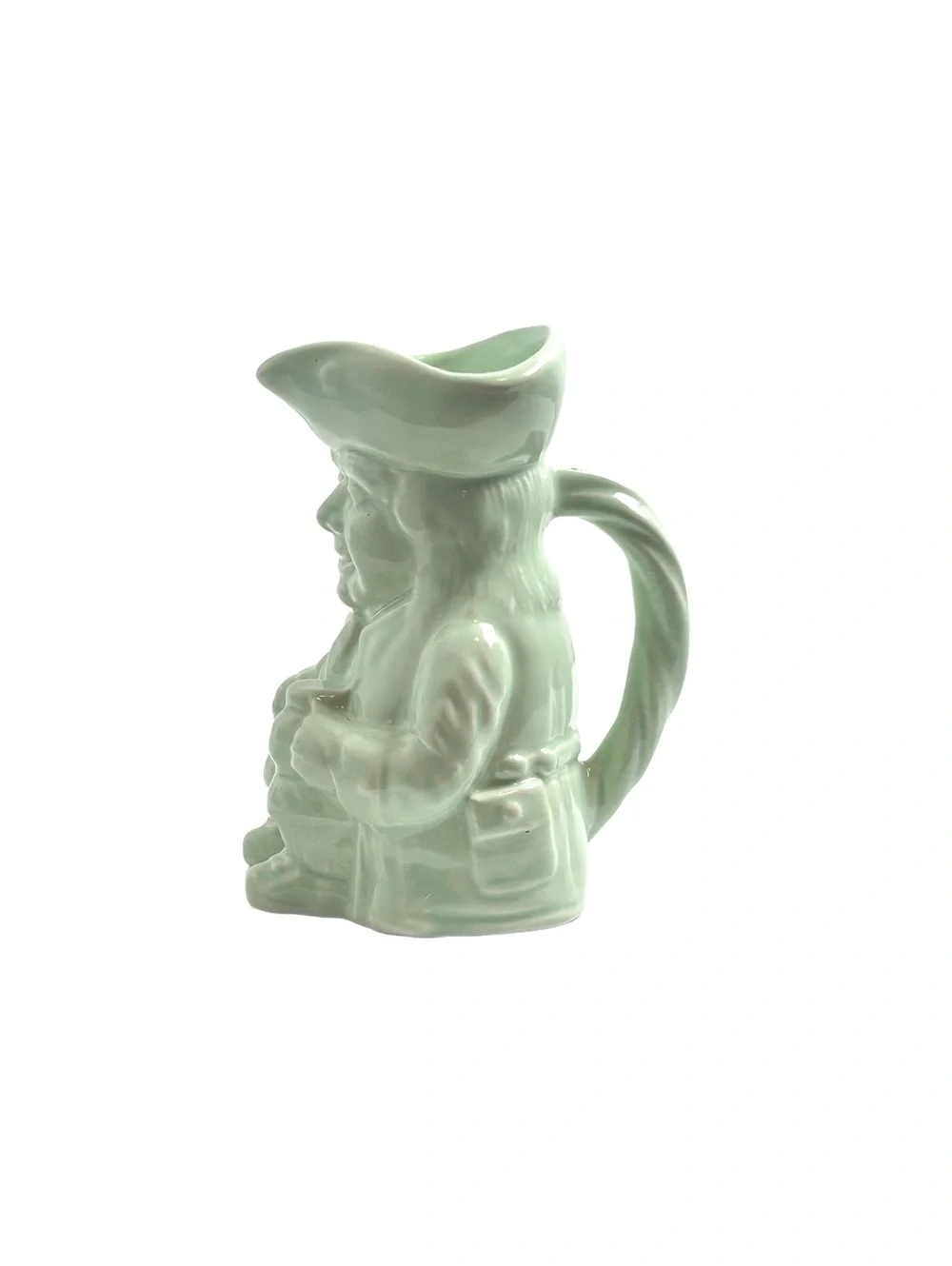 Antique Thomas Cone Pottery “Toby Jug” in Light Green